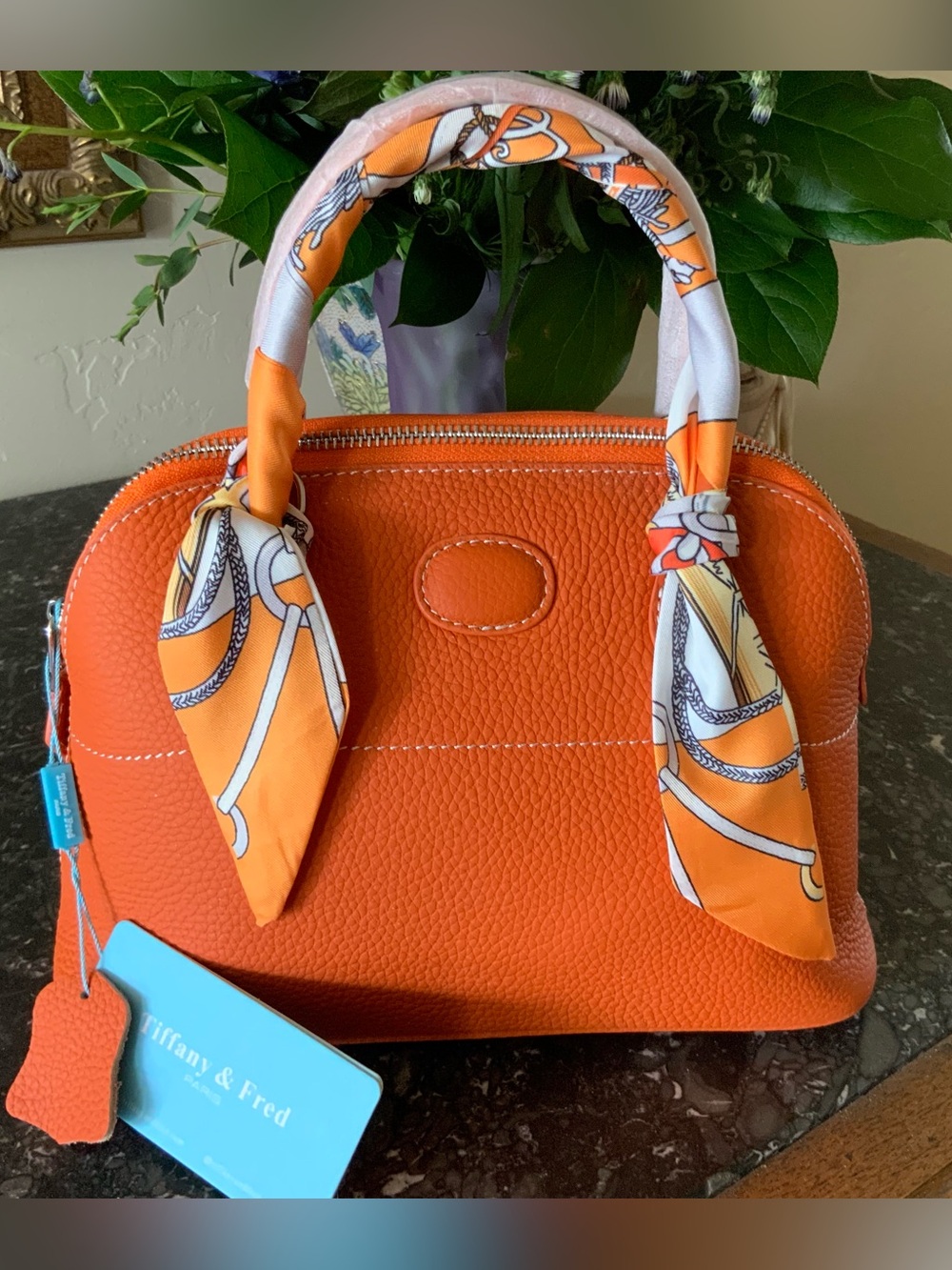 Full-Grain Leather Satchel Bag by Tiffany and Fred SOLD OUT NEW